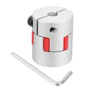 sourcing map D25 L30 5mm to 5mm Flexible Plum Shaft Coupling Aluminum Motor Connector Flexible Spider Coupler for 3D Printer CNC Machine and Servo Stepper Motor (Silver Tone/Red)