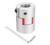 sourcing map D40 L55 15mm to 20mm Flexible Plum Shaft Coupling Aluminum Motor Connector Flexible Spider Coupler for 3D Printer CNC Machine and Servo Stepper Motor (Silver Tone/Red)