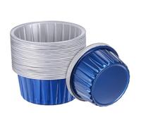 sourcing map Dark Blue Cupcake Cups, 50pcs Aluminum Foil 5oz Standard Cupcake Liners Dessert Disposable Cupcake Baking Cups for Birthday Party Supplies Weddings Decorations