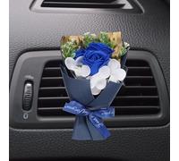 sourcing map Dark Blue Small Bouquet Car Air Freshener Vent Clips, Mini Decorative Rose Bouquet with Fragrance Diffuser for Women, Automotive Air Freshener Decoration, Style 1