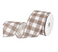 sourcing map Dark Brown Checkered Ribbon,2.5 Inch x 10 Yards Wired Edge Gingham Ribbon Farmhouse Plaid Ribbon for Gift Wrapping, DIY, Christmas Decoration and Bows Craft