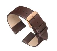 sourcing map Dark Brown Genuine Leather Band 14mm Width, Flat Thin Elegant Leather Watch Strap Rose Gold Buckle for Men and Women