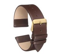 sourcing map Dark Brown Genuine Leather Band 16mm Width, Flat Thin Elegant Leather Watch Strap Golden Tone Buckle for Women