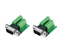 sourcing map DB9 Breakout Connector/RS232 Serial 9 Pin Connector Male Socket 9-pin 2-Row Male Solderless Serial Port Terminal Breakout for Mechanical Equipment CNC Computers Pack of 2