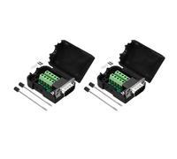sourcing map DB9 Breakout Connector, RS232 Serial Adapter Solderless Module Board with case 9 Pin 2 Row Male Port Solderless Terminal Block Adapter Pack of 2