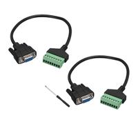 sourcing map DB9 Female Plug to 8 Pin Screw Terminal Adapter, 9 Pin VGA Connector Solderless Extension Cable for KTV Multimedia Audio Video Network Projects, Pack of 2