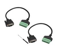 sourcing map DB9 Male Plug to 8 Pin Screw Terminal Adapter, 9 Pin VGA Connector Solderless Extension Cable for KTV Multimedia Audio Video Network Projects, Pack of 2