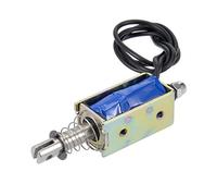 sourcing map DC 12V 1A 10mm Stroke 600g Push Pull Type Open Frame Solenoid Electromagnet Black Wire Leads