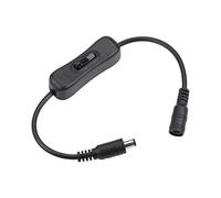 sourcing map DC 12V Inline Rocker On/Off Switch with 5.5 x 2.1mm DC Jack Male to Female Power Cable for LED Strip Light CCTV Camera Black
