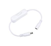 sourcing map DC 12V Inline Rocker On/Off Switch with 5.5 x 2.1mm DC Jack Male to Female Power Cable for LED Strip Light CCTV Camera White