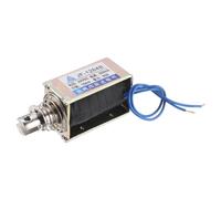 sourcing map DC 24V 0.5A Solenoid Electromagnet Push Pull Type 55N 10mm Stroke Solenoid Actuator Open Frame Linear Motion JF-1264B Magnet Solenoid,Blue Wire