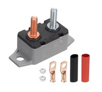 sourcing map DC 50V AC 125/250V 10A Circuit Breaker, Auto Reset Stud Bolt Type Circuit Breaker with Screws Nuts Wire Clamps and 3:1 Heat Shrink Tubing for Automotive (Gray)