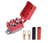 sourcing map DC 50V AC 125/250V 15A Circuit Breaker, Auto Reset Stud Bolt Type Circuit Breaker with Cover Screws Wire Clamps and 3:1 Heat Shrink Tubing for Automotive (Red, Gray)