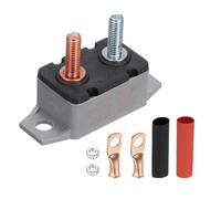 sourcing map DC 50V AC 125/250V 15A Circuit Breaker, Auto Reset Stud Bolt Type Circuit Breaker with Screws Nuts Wire Clamps and 3:1 Heat Shrink Tubing for Automotive (Gray)