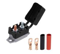 sourcing map DC 50V AC 125/250V 40A Circuit Breaker, Auto Reset Stud Bolt Type Circuit Breaker with Cover Screws Wire Clamps and 3:1 Heat Shrink Tubing for Automotive (Black, Gray)
