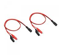 sourcing map DC Power Extension Cable DC 5.5 x 2.1mm Female Plug to Alligator Clip Cord Connector for LED Strip CCTV, Black Red Pack of 2