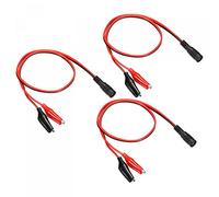 sourcing map DC Power Extension Cable DC 5.5 x 2.1mm Female Plug to Alligator Clip Cord Connector for LED Strip CCTV, Black Red Pack of 3