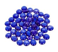 sourcing map Decorative Flat Glass Marbles 12-14mm Rock Vase Filler Beads Pebbles Navy Blue for Fish Tank Table Scatter Decor, 50Pcs