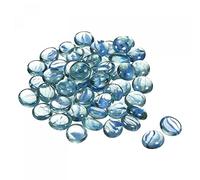 sourcing map Decorative Flat Glass Marbles 17-19mm Rock Vase Filler Beads Pebbles Petal Blue for Fish Tank Table Scatter Decor, 100 Pcs