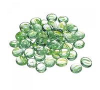 sourcing map Decorative Flat Glass Marbles 17-19mm Rock Vase Filler Beads Pebbles Petal Green for Fish Tank Table Scatter Decor, 100 Pcs