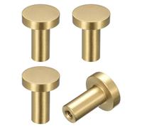 sourcing map Decorative Wall Hooks, 4Pcs - Solid Brass Entryway Coat Hooks, Hangers Wall Mounted for Bathroom, Cloakroom, Wardrobe, Shoe Cabinet (20mm x 26mm)