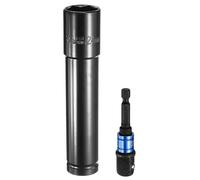 sourcing map Deep 6-Point Impact Socket 1/2" Drive 24mm Metric Socket 6" Length with 1/4" Hex Shank Adapter, CR-V Steel Socket Adapter Accessory Tool Set Kit for Hex Bolts Nuts