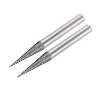 sourcing map Diamond Burrs Bits Grinding Drill Carving Rotary Tool for Glass Stone Ceramic 150 Grit 1/4" Shank 6mm Pointed 2 Pcs