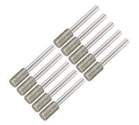 sourcing map Diamond Burrs Grinding Drill Bits for Carving Rotary Tool 1/4-Inch Shank 10mm Cylindrical 120 Grit 10 Pcs