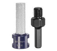 sourcing map Diamond Finger Milling Bits 15mm (3/5") Dia 5/8"-11 Thread Diamond Milling Bit for Enlarging Shaping Existing Holes in Porcelain Ceramic with 3/8" Hex Shank Adapter, Blue/Black