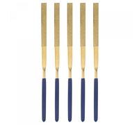 sourcing map Diamond Needle Files, 3mm x 140mm Titanium Coated Flat Files Hand Tool with TPU Handle for Metal Stone Wood 5pcs