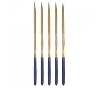 sourcing map Diamond Needle Files, 3mm x 140mm Titanium Coated Triangle Files Hand Tool with TPU Handle for Metal Stone Wood 5pcs