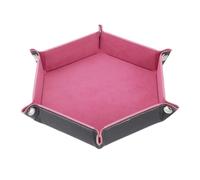 sourcing map Dice Tray 10" PU Leather Velvet Folding Hexagon Dice Rolling Tray Holder Storage Box Perfect for RPG DND Table Games & Entryway & Nightstand Organizer (Pink, 1pcs)