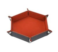 sourcing map Dice Tray 10" PU Leather Velvet Folding Hexagon Dice Rolling Tray Holder Storage Box Perfect for RPG DND Table Games & Entryway & Nightstand Organizer (Orange, 1pcs)