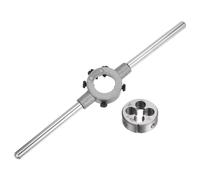 sourcing map Die Stock Handle Wrench Set, 3/8-16 UNC Round Die and 30mm Die Holder (Fits 3/8"-7/16" (UNC/UNF) / Metric M10-M11 / 30mm OD Dies) for Bolt Thread Repair