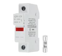 sourcing map Din Rail Fuse Holder with 1 Core Block,10x38mm 4-18AWG Single Pole Solar/Photovoltaic Fuse Holder DC 1000V 32A with Light Indicate for Solar PV Systems Battery Protect