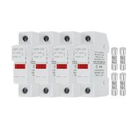 sourcing map Din Rail Fuse Holder with 1 Core Block,10x38mm 4-18AWG Single Pole Solar/Photovoltaic Fuse Holder DC 1000V 20A with Light Indicate for Solar PV Systems Battery Protect,Pack of 4