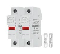 sourcing map Din Rail Fuse Holder with 1 Core Block,10x38mm 4-18AWG Single Pole Solar/Photovoltaic Fuse Holder DC 1000V 25A with Light Indicate for Solar PV Systems Battery Protect,Pack of 2
