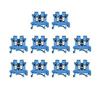 sourcing map DIN Rail Terminal Block UK2.5B 800V 32A Screw Type Clamp 2.5mm2 Blue 10 Pcs