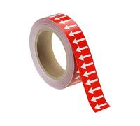 sourcing map Directional Pipe Flow Arrow Adhesive Tape Pipeline Arrow Stickers 1-1/5 Inch x 65 Ft Pipe Identification Marking Labels for Pipe Flow Markers, White on Red