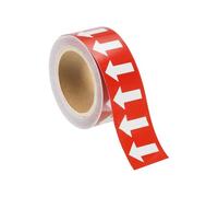 sourcing map Directional Pipe Flow Arrow Adhesive Tape Pipeline Arrow Stickers 2 Inch x 65 Ft Pipe Identification Marking Labels for Pipe Flow Markers, White on Red