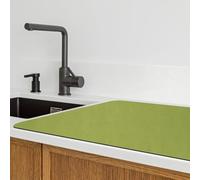 sourcing map Dish Drying Mat, 19.3" x 15.4" Water Absorbent Drainer Mats with Non-Slip Rubber Backed Heat Resistant for Kitchen Counter Dish Rack, Green