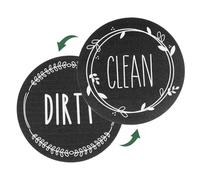 Sourcing Map Dishwasher Magnet Clean Dirty Sign, Round, Magnetic, Non-Scratch, Black, 1pc