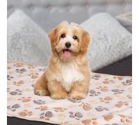 sourcing map Dog Cat Bed Blanket, 75x107cm Soft Plush Fluffy Flannel Paw Printed Throw Warm Pet Cover Kitten Blankets, for Medium Small Indoor Dogs Cats Sofa Bed (White, 1 Pack 3)