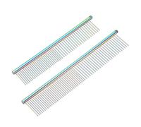 sourcing map Dog Cat Comb, Pet Combs Stainless Steel Teeth with Rounded Ends for Knot Mat Loose Hair Removal, 6.5/7.5IN (Colorful Plated, 2 Pack), Grooming Tool Intended for Long Curly Hair Pet