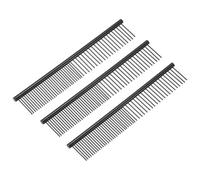 sourcing map Dog Cat Comb, Pet Combs Stainless Steel Teeth with Rounded Ends for Knots Mats Loose Hair Removal, 6.5IN (Black Coated, 3 Pack), Grooming Tool Intended for Long Curly Hair Pet