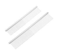 sourcing map Dog Cat Comb, Pet Combs Stainless Steel Teeth with Rounded Ends for Knots Mats Loose Hair Removal, 6.5/7.5IN (Silver, 2 Pack), Grooming Tool Intended for Long Curly Hair Pet