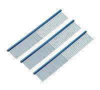 sourcing map Dog Cat Comb, Pet Combs Stainless Steel Teeth with Rounded Ends for Knots Mats Loose Hair Removal, 7.5IN (Blue Plated, 3 Pack), Grooming Tool Intended for Long Curly Hair Pet