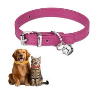 sourcing map Dog Collar with Bell, Pu Leather Cat Collars Pet Basic Soft Padded Adjustable Buckle, 10" (Hot Pink, 1 Pcs), Intended for Teacup/Little Dog/Kitten Cats/Small Animals