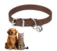 sourcing map Dog Collar with Bell, Pu Leather Cat Collars Pet Basic Soft Padded Adjustable Buckle, 10" (Brown, 1 Pcs), Intended for Teacup/Little Dog/Kitten Cats/Small Animals