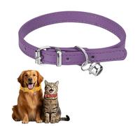 sourcing map Dog Collar with Bell, Pu Leather Cat Collars Pet Basic Soft Padded Adjustable Buckle, 12" (Purple, 1 Pcs), Intended for Teacup/Little Dog/Kitten Cats/Small Animals